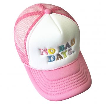 NO BAD DAYS® Pink and White Trucker Hat Mesh Cap